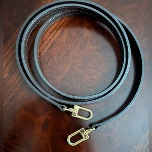 LV brown leather purse strap with LV embossed on hardware